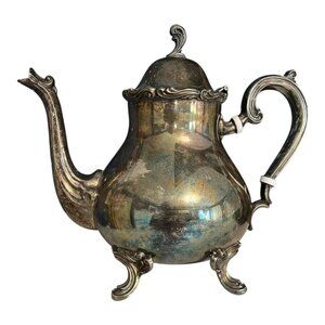 Vintage Leonard Silver Plate Coffee/Tea Pot – White Heat-Resistant Handle Accent